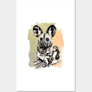 Painted Dog Watercolor on Splash of Color for Painted Dog Fans Posters and Art